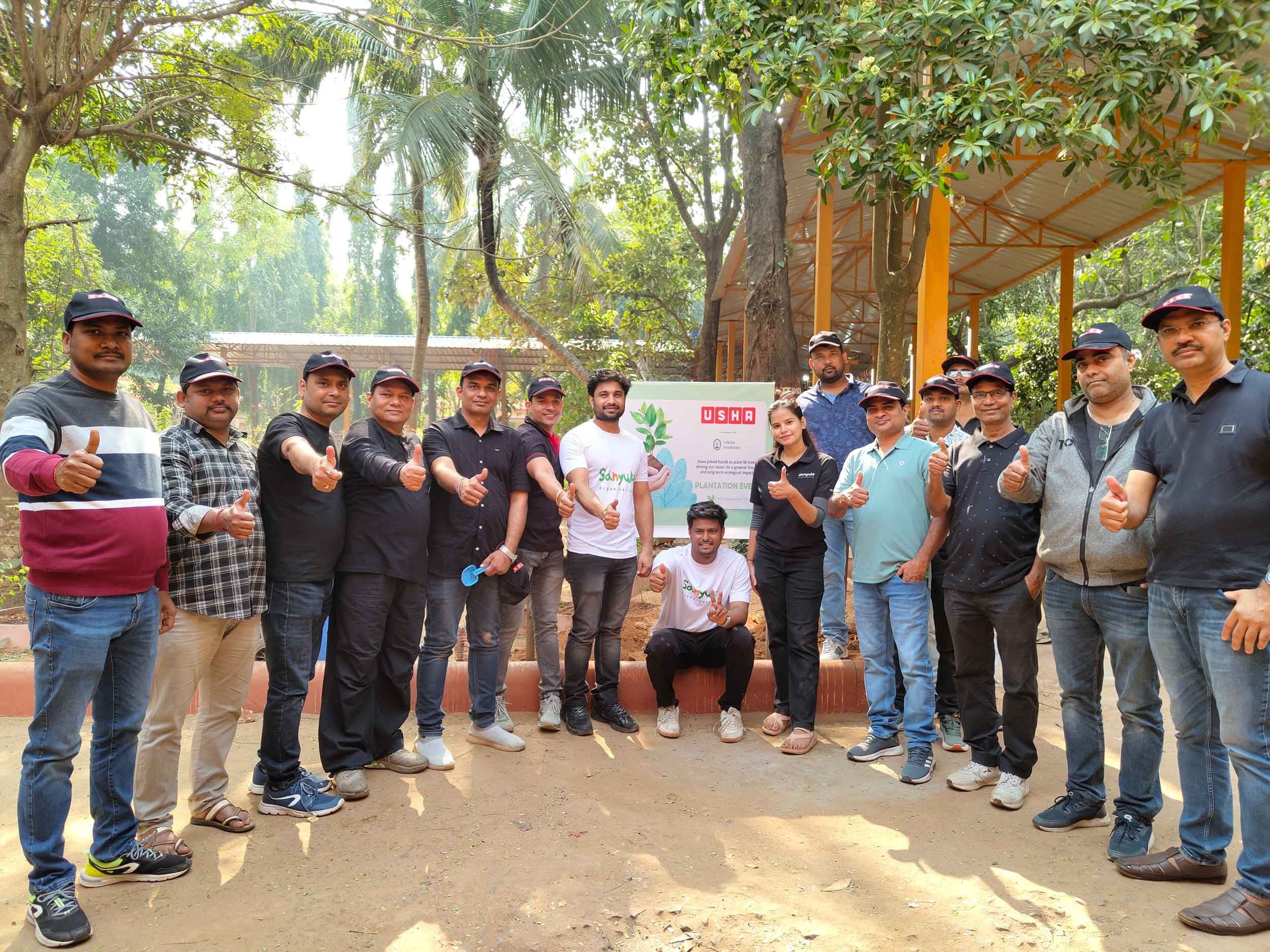 Sanyukt and partner volunteers at a collaborative plantation drive